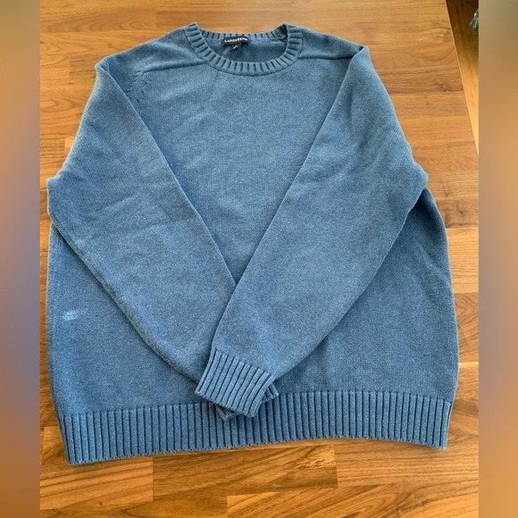 Lands' End Men's Heather Blue Crewneck Sweater - Picture 1 of 2